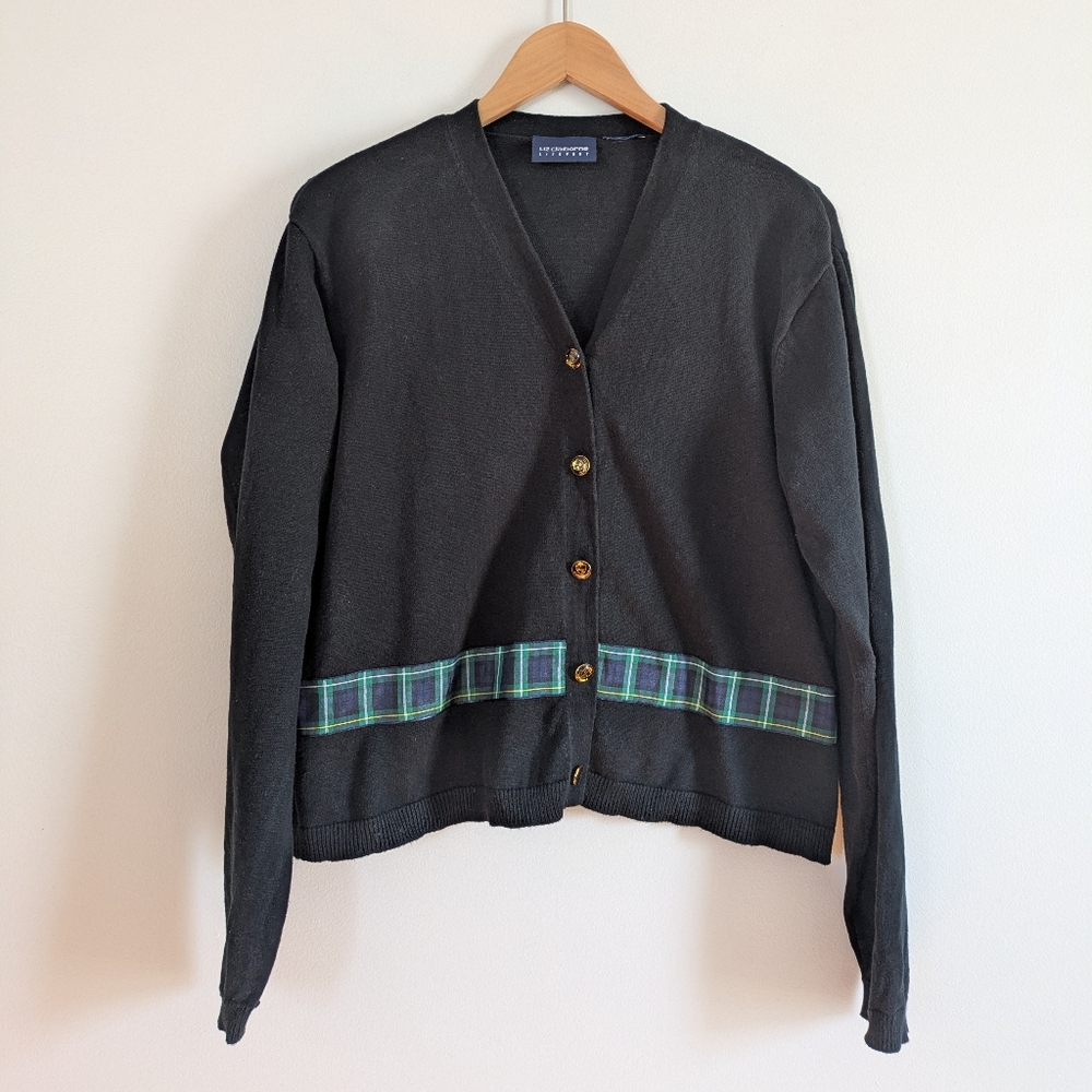 Liz Claiborne Plaid Cardigan